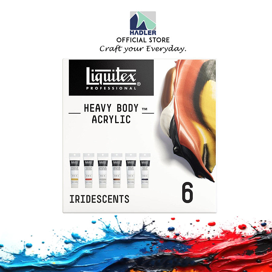 Liquitex Heavy Body Iridescent Set | 6 Colours x 59ml | Professional Acrylic Paint | Metallic Effect