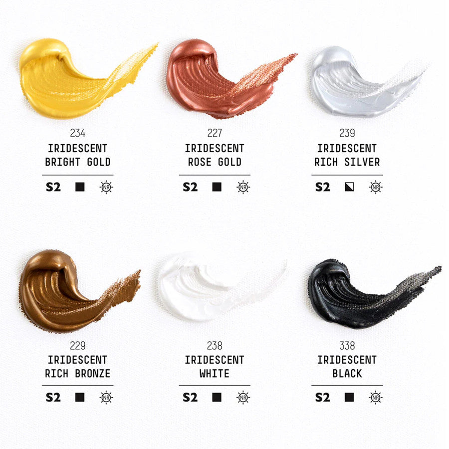 Liquitex Heavy Body Iridescent Set | 6 Colours x 59ml | Professional Acrylic Paint | Metallic Effect