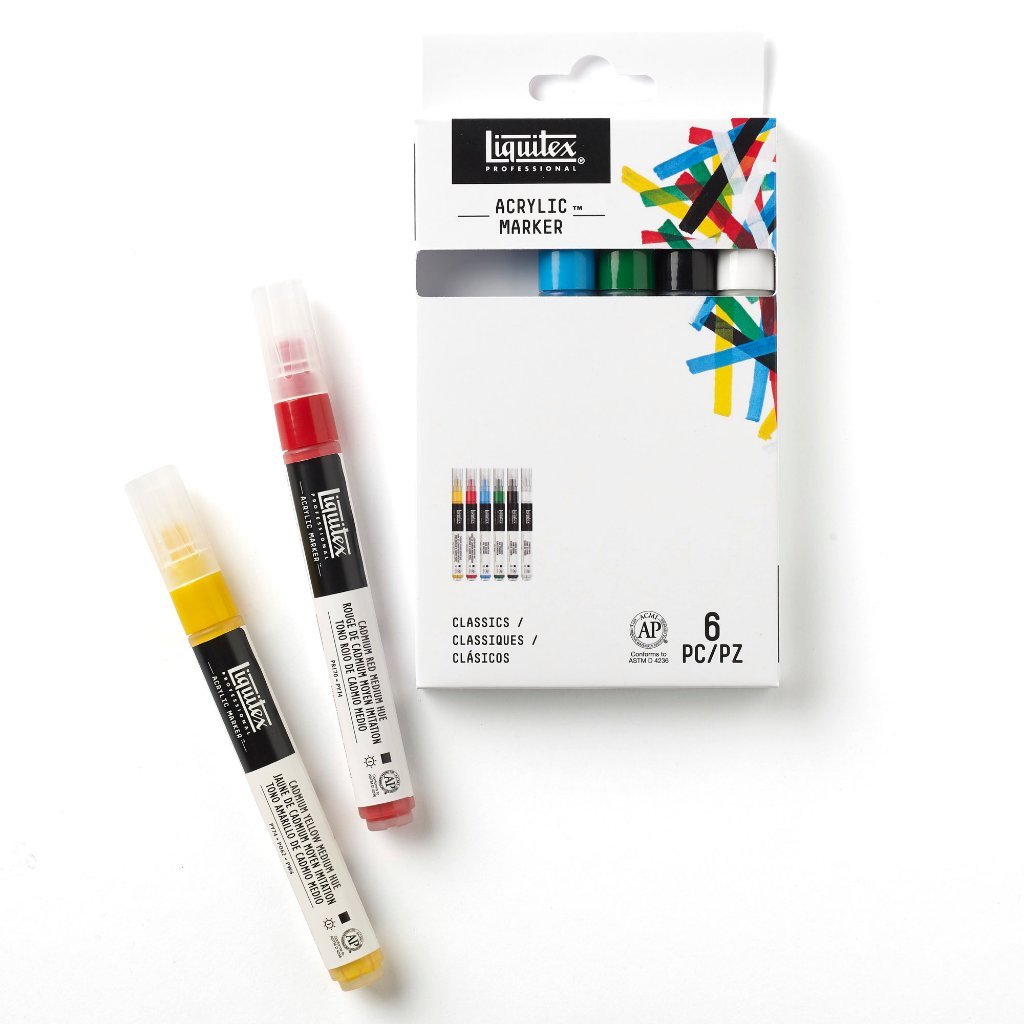 Liquitex Professional 6 Classic Acrylic Paint Marker Set 2mm Nib | Fine Tip Artist Colors