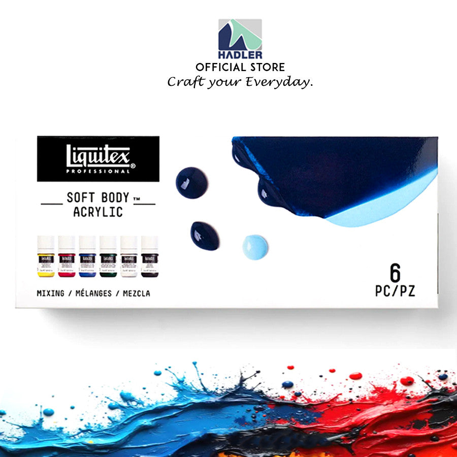 Liquitex Soft Body Acrylic Mixing Set | 6 Colours x 22ml | Professional Low-Viscosity Artist Paint