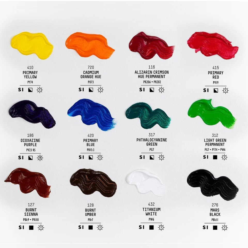 Liquitex Basics Acrylic Paint Set [12×118ml] | Student-Grade, High Pigment, Multi-Surface Use