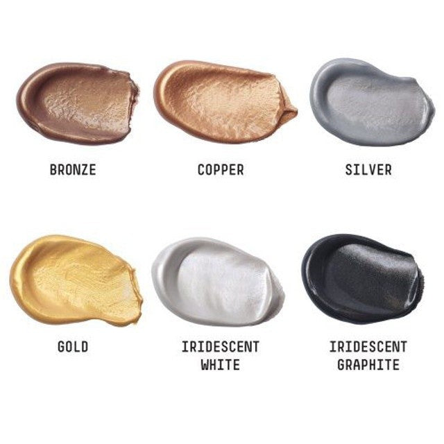 Liquitex Basics Metallic & Iridescent 6 Acrylic Paint Set 22ml | Gold, Silver, Bronze | Student-Grade