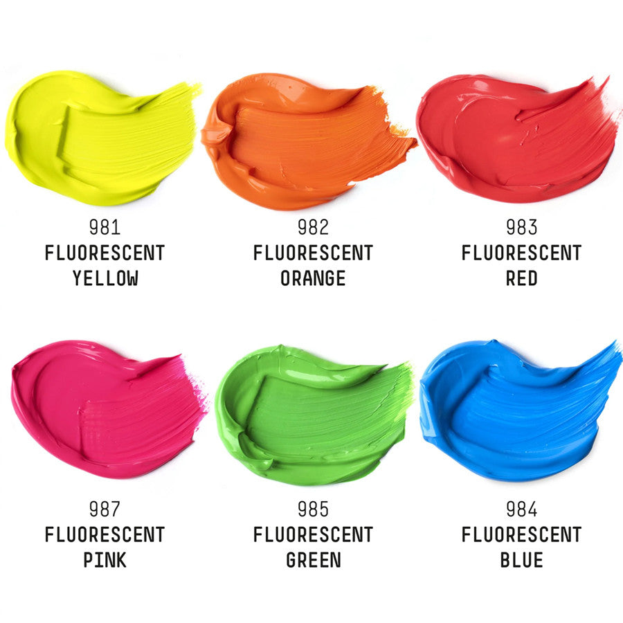 Liquitex Heavy Body Acrylic Fluorescent Set | 6 Colours x 59ml | High Viscosity Pro Paint