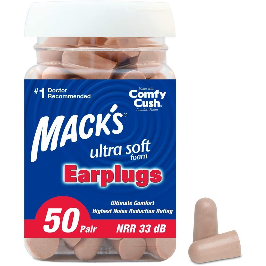 Mack’s Soft Foam Earplugs (50 Pairs) Noise Reduction | Sleep, Snoring, Travel | Ultra Soft Slim Fit