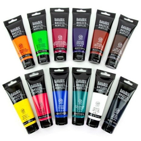 Liquitex Basics Acrylic Paint Set [12×118ml] | Student-Grade, High Pigment, Multi-Surface Use