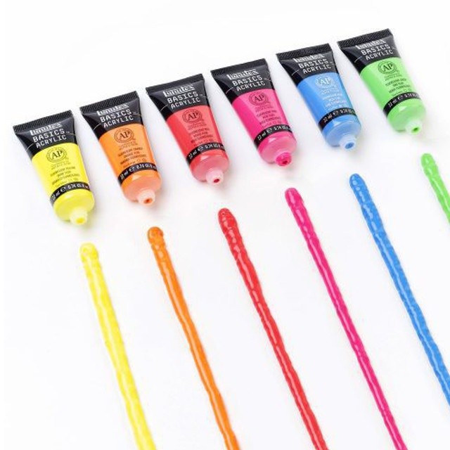 Liquitex Basics Fluorescent 6 Acrylic Paint Set 6 22ml | Neon Artist Colours | Student-Grade