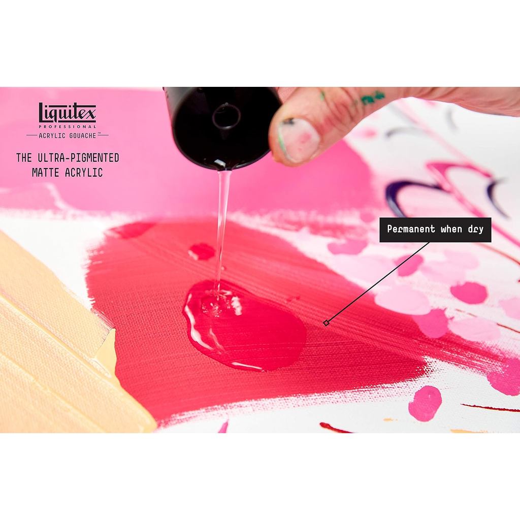 Liquitex Acrylic Gouache Primary Set | 6 Colours x 22ml | Ultra-Matte, Opaque, No Brush Strokes
