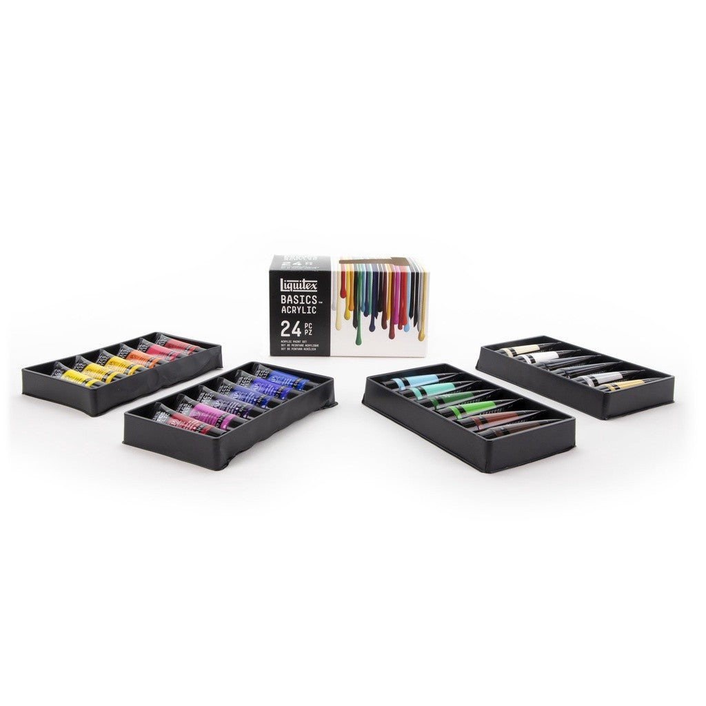Liquitex Basics Acrylic Paint Set [24×22ml] | Student-Grade, Lightfast Pigments, Multi-Surface