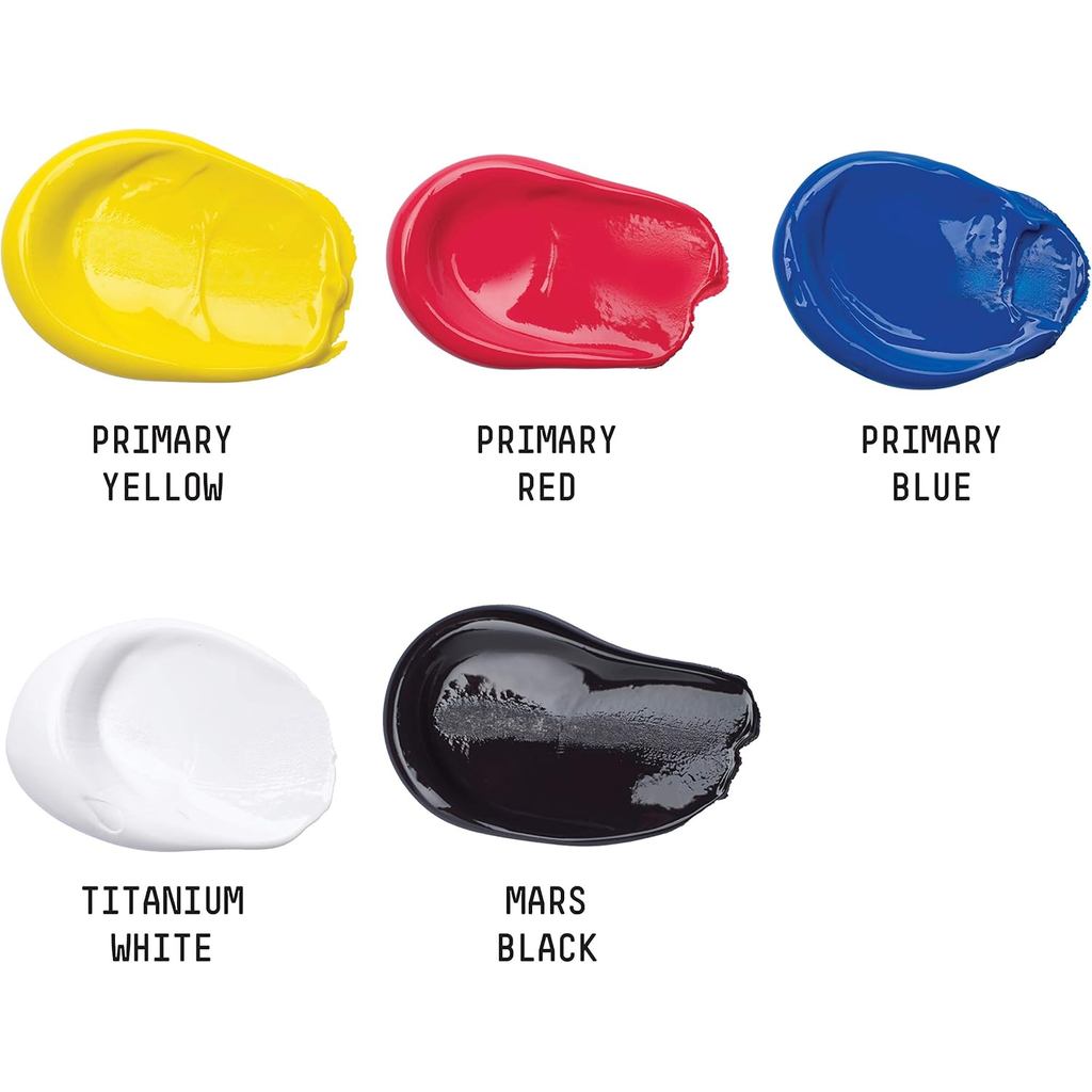 Liquitex Basics Acrylic Paint Set [5×118ml] | Primary Colours, Student-Grade, Lightfast Pigments