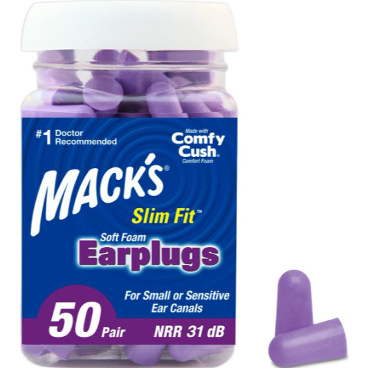 Mack’s Slim Fit Soft Foam Earplugs 50 Pairs – 29dB Small Ear Plugs for Sleep, Snoring & Travel