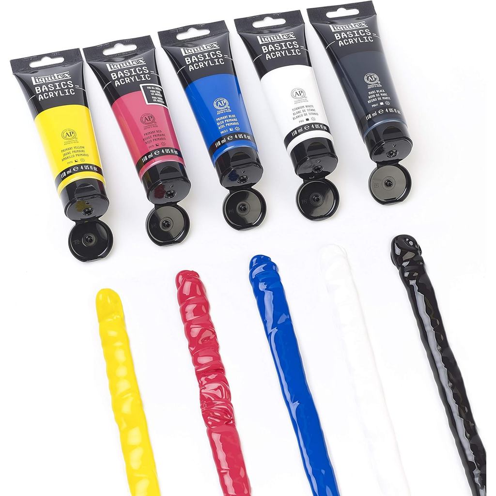 Liquitex Basics Acrylic Paint Set [5×118ml] | Primary Colours, Student-Grade, Lightfast Pigments