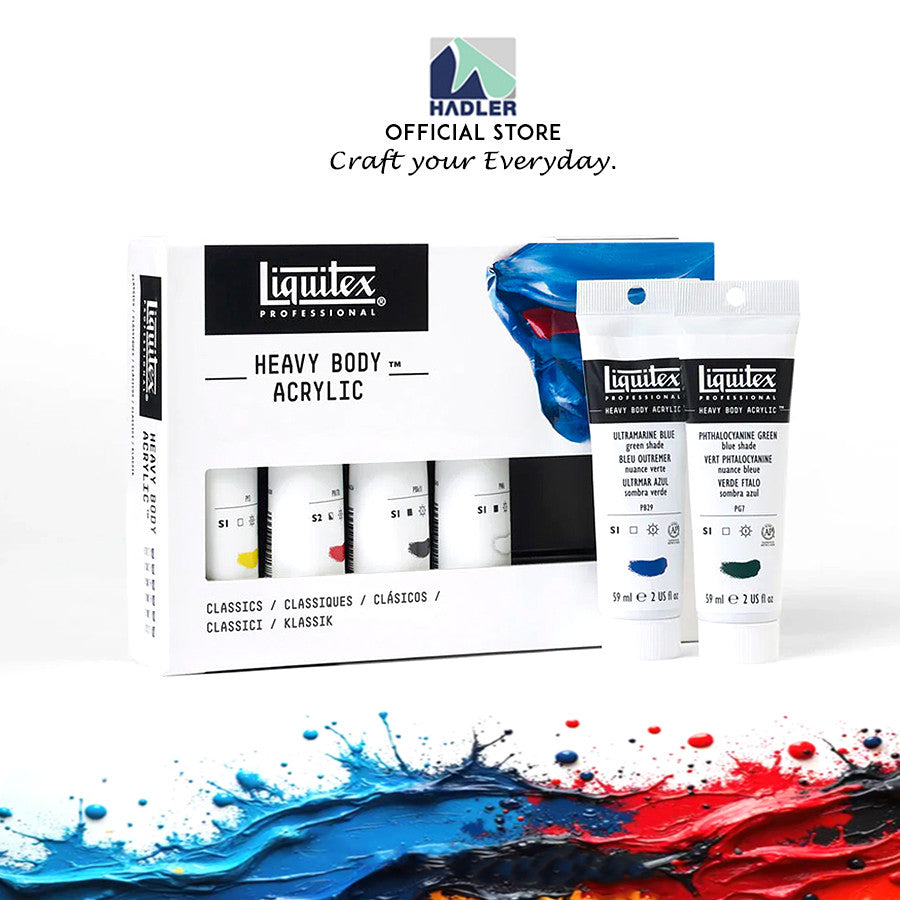 Liquitex Heavy Body Acrylic Classic Set | 6 Colors x 59ml | Professional High-Viscosity Artist Paint