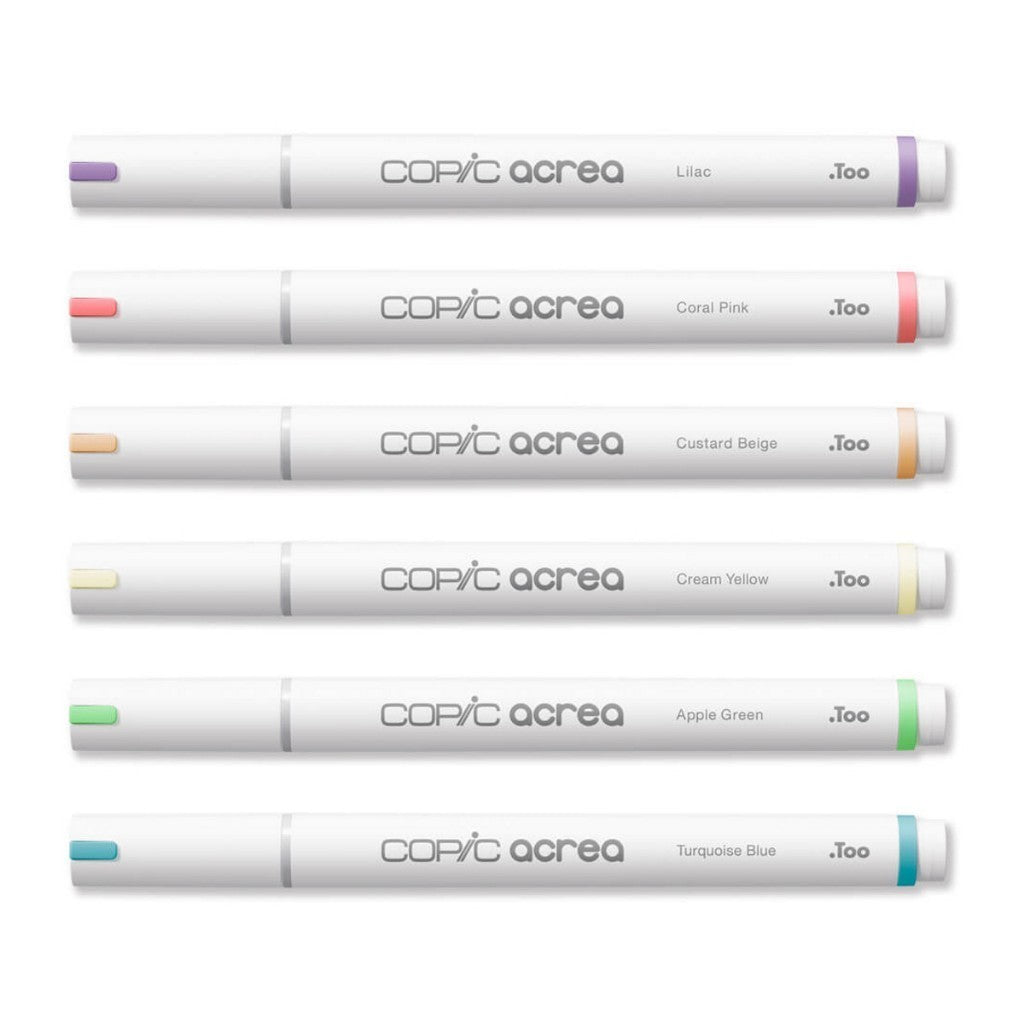 Copic Acrea Light Paint Marker 6pc Set Opaque Water-Based Multi Surface Pens Water Based