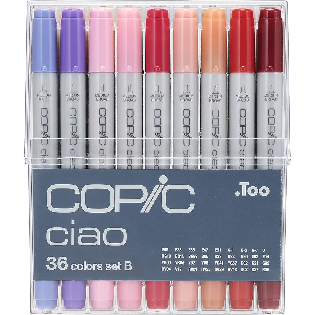 Copic Ciao 36pcs Marker Set A-E Alcohol Brush Pen Refillable Large Valve