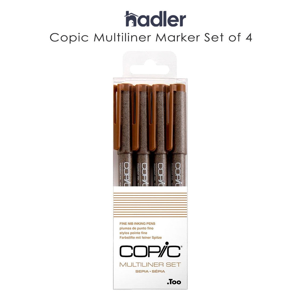 Copic Multiliner 4pc Set Sepia Fine Nib [0.05–0.5mm] Waterproof Pigment Pen