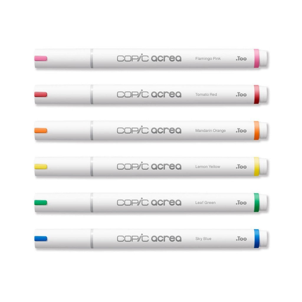 Copic Acrea 6pc Vivid Paint Marker Set 0.8mm Opaque Waterproof Multi Surface Water Based