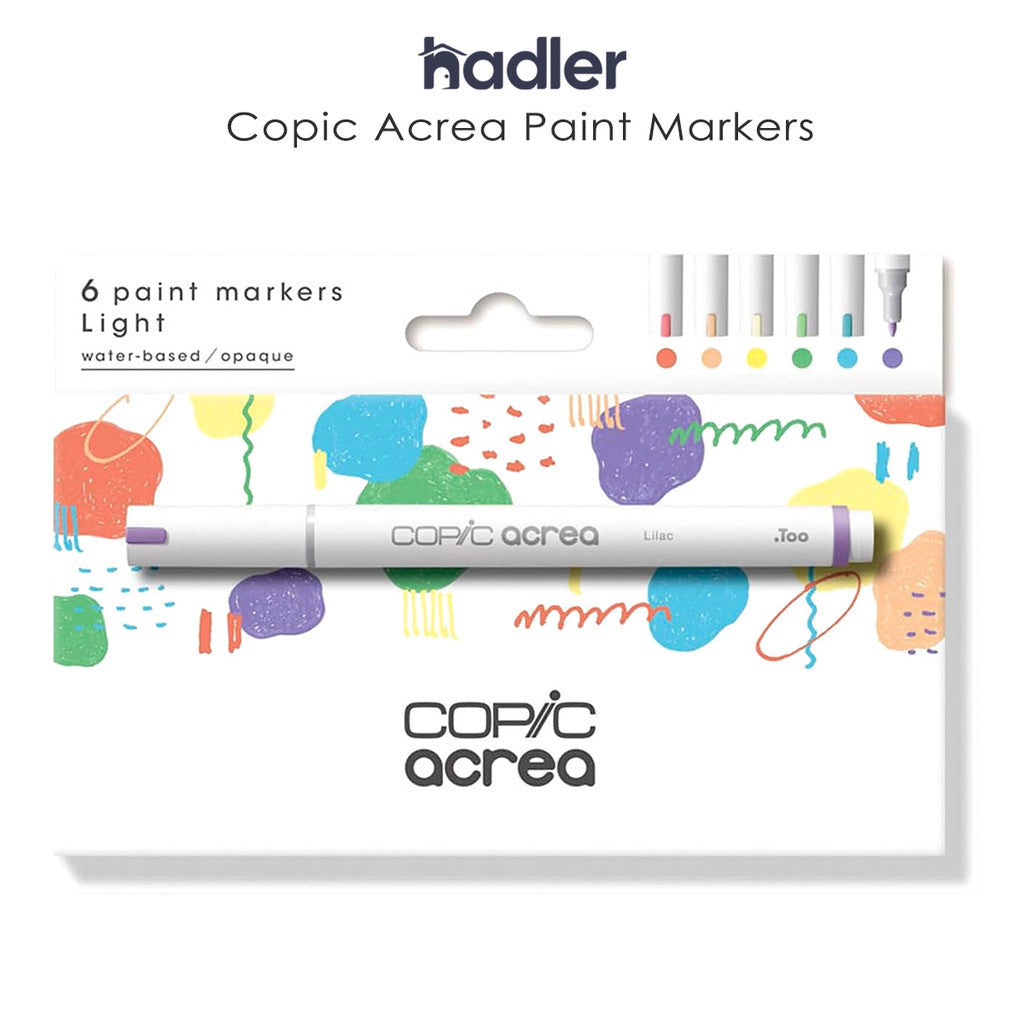 Copic Acrea Light Paint Marker 6pc Set Opaque Water-Based Multi Surface Pens Water Based