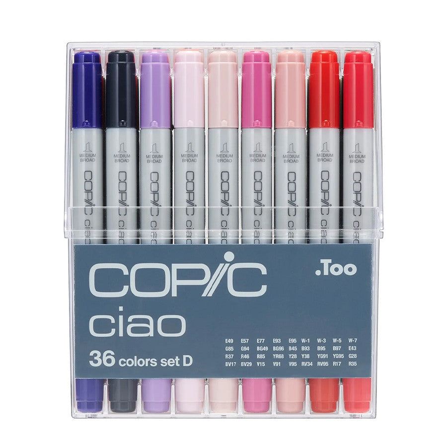Copic Ciao 36pcs Marker Set A-E Alcohol Brush Pen Refillable Large Valve