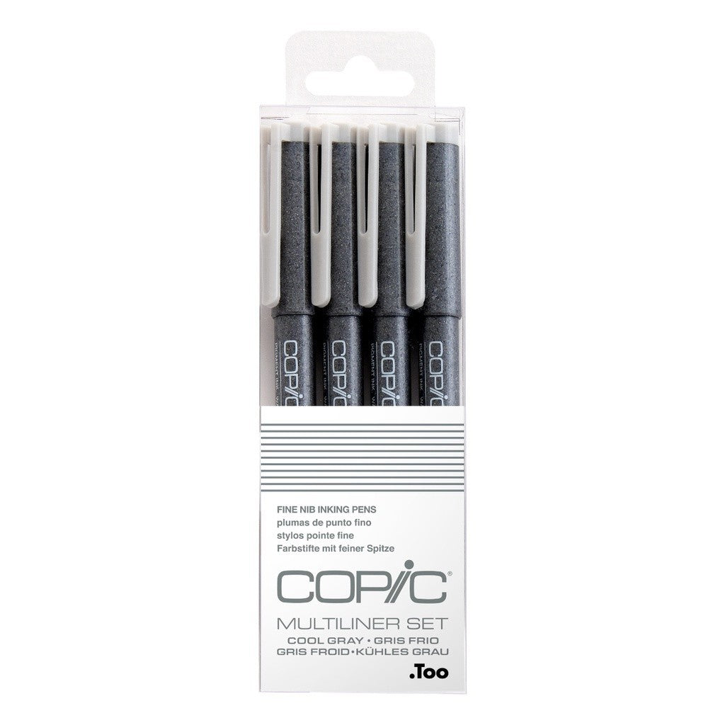Copic Multiliner Cool Gray 4pc Set Fine Nib [0.05-0.5mm] Pigment Ink Pens