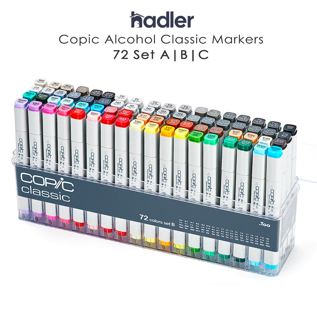 Copic Classic 72pcs Marker Set [A/B/C] Alcohol Dual Tip Square Barrel Pro Illustration