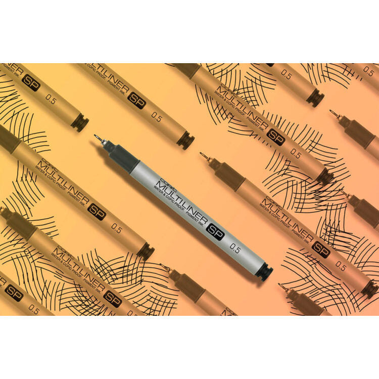 Copic Black Multiliner SP 10A Set Refillable Pigment Ink Pens [0.03-0.7mm] Brush Tip