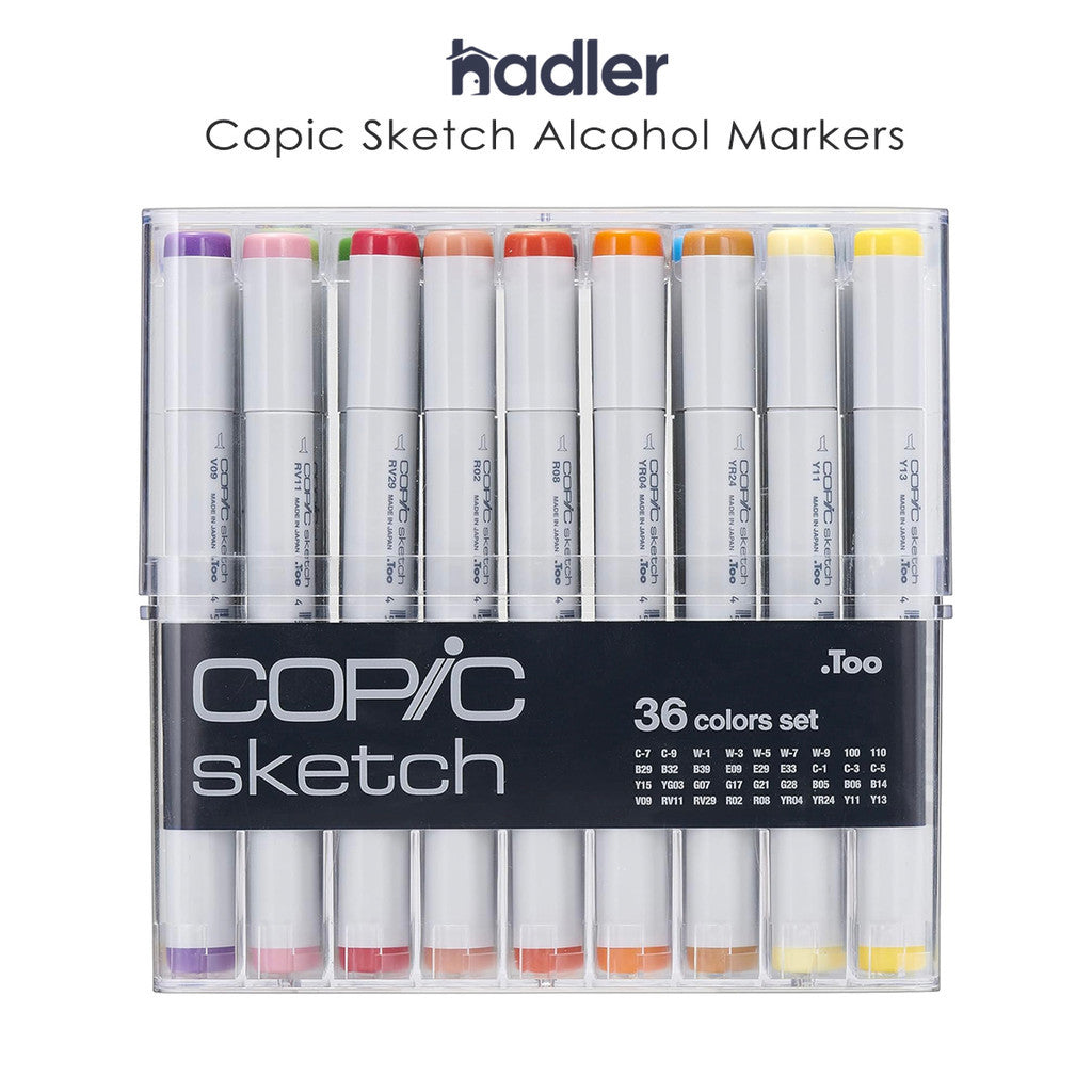 Copic Sketch 36pcs Basic Colours Marker Set Alcohol Dual Tip Brush Pen Illustration Set