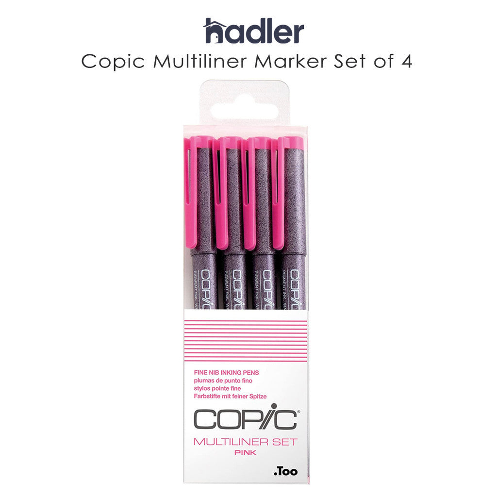 Copic Multiliner Pink 4pc Set Fine Nib [0.05-0.5mm] Pigment Ink Drawing Pens