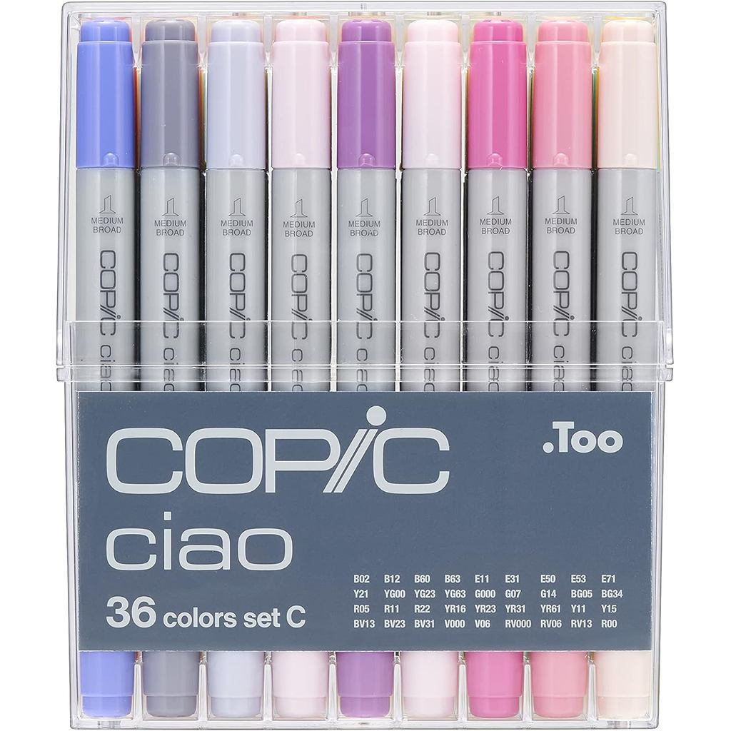 Copic Ciao 36pcs Marker Set A-E Alcohol Brush Pen Refillable Large Valve