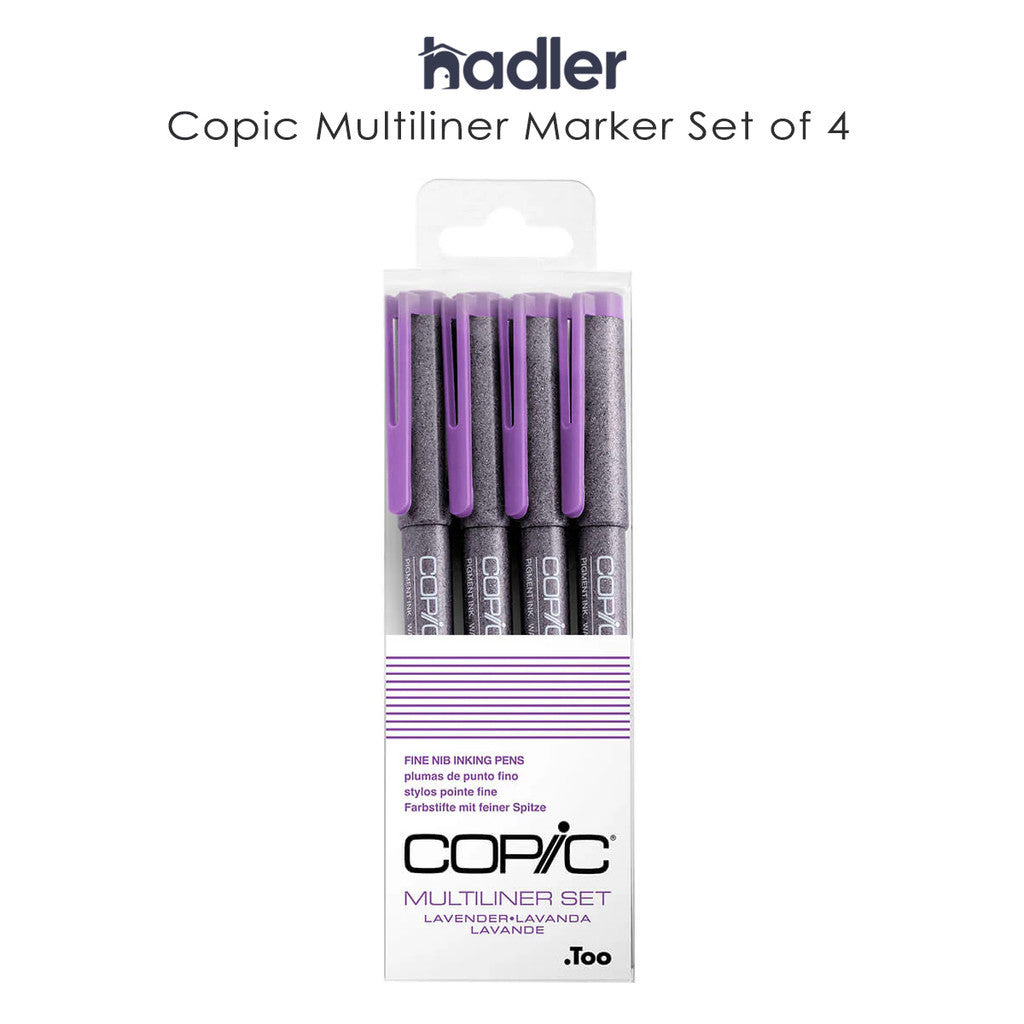 Copic Multiliner Lavender 4pc Set Fine Nib [0.05-0.5mm] Pigment Ink Drawing Pens