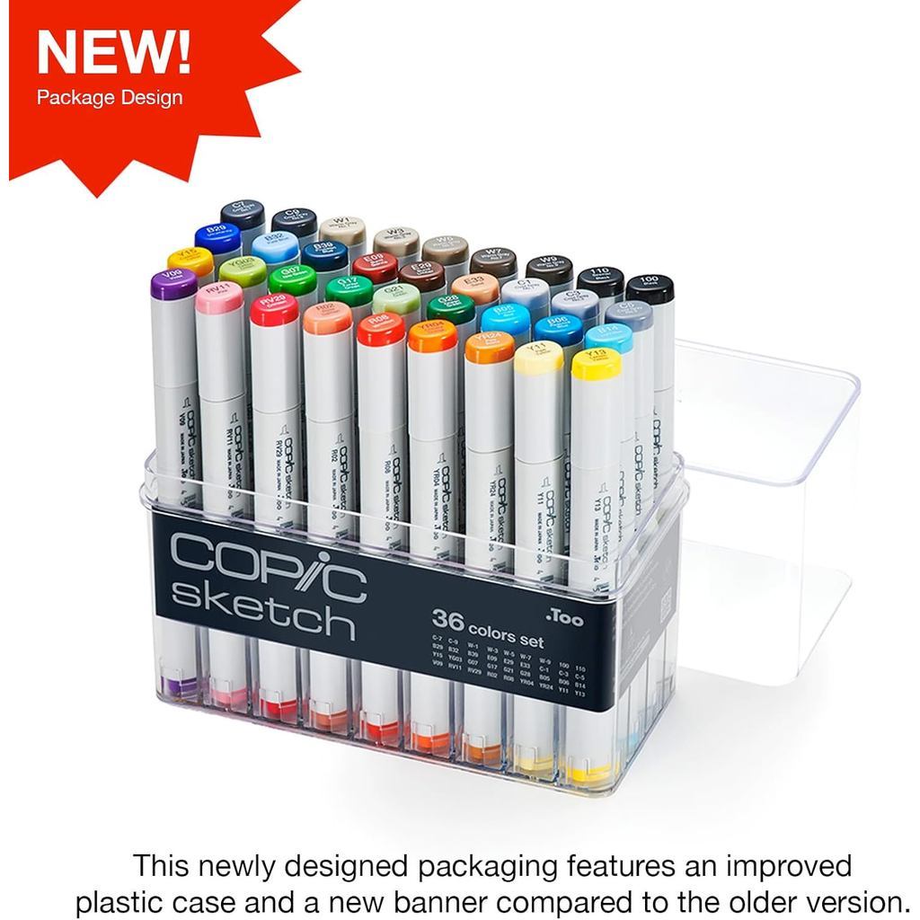 Copic Sketch 36pcs Basic Colours Marker Set Alcohol Dual Tip Brush Pen Illustration Set