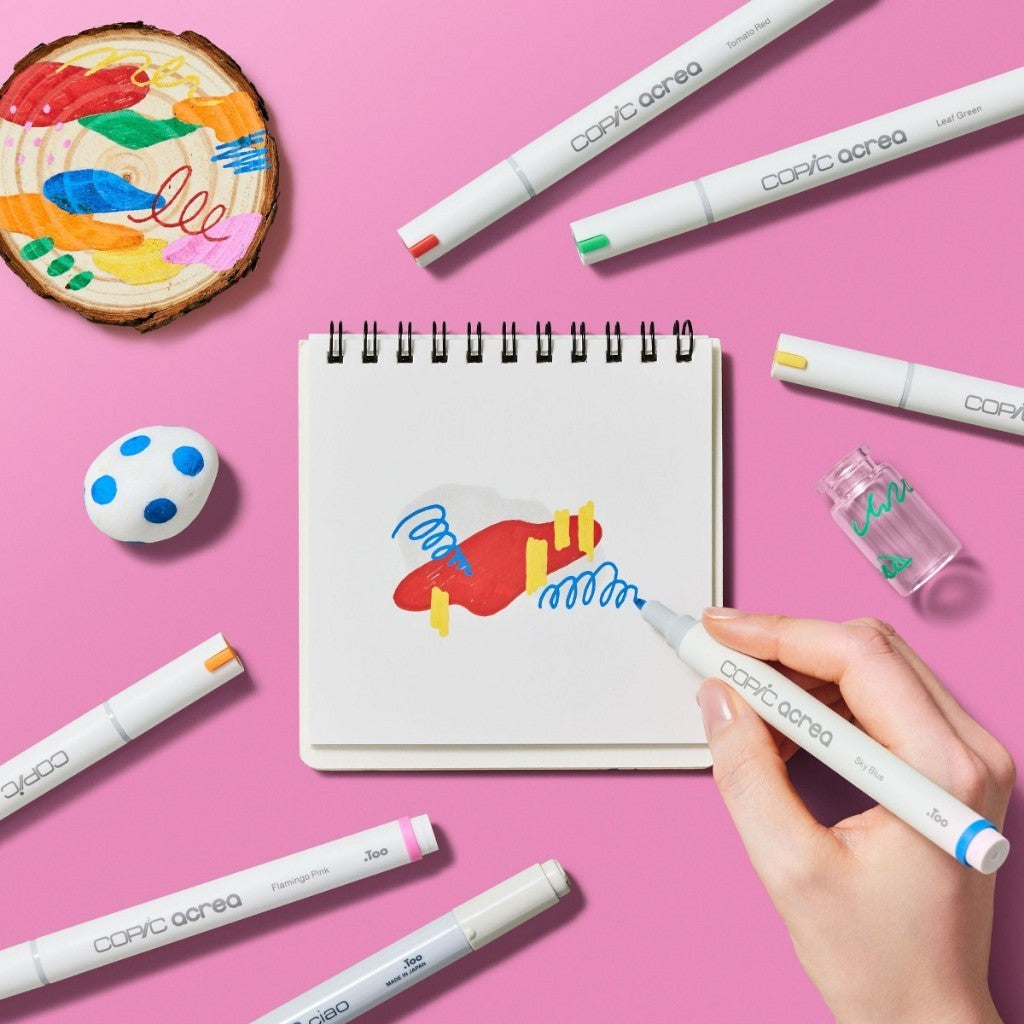 Copic Acrea 6pc Vivid Paint Marker Set 0.8mm Opaque Waterproof Multi Surface Water Based