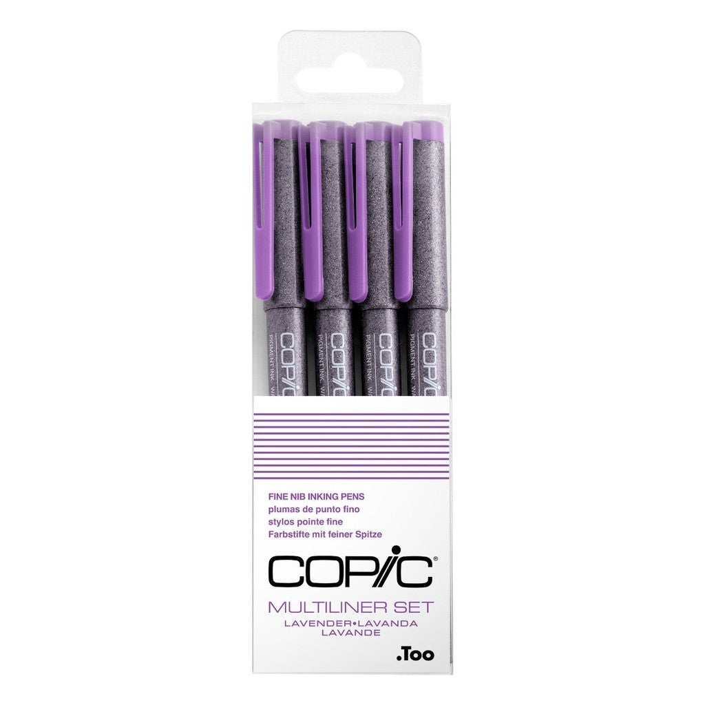 Copic Multiliner Lavender 4pc Set Fine Nib [0.05-0.5mm] Pigment Ink Drawing Pens