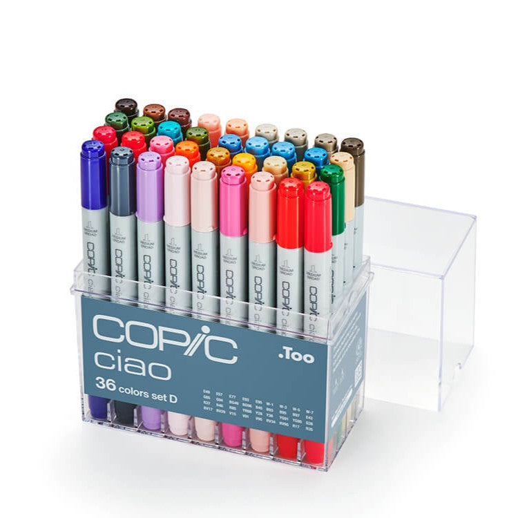 Copic Ciao 36pcs Marker Set A-E Alcohol Brush Pen Refillable Large Valve