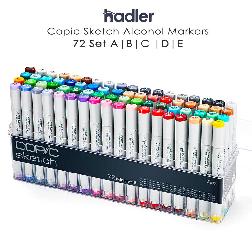 Copic Sketch 72pcs Marker Set Alcohol Brush Pens [A–E] Collection Illustrations Manga