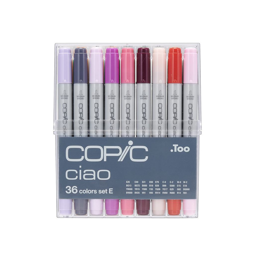 Copic Ciao 36pcs Marker Set A-E Alcohol Brush Pen Refillable Large Valve