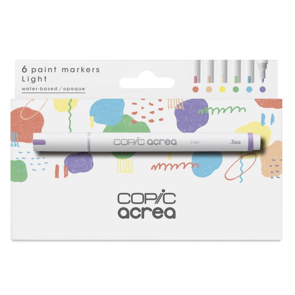 Copic Acrea Light Paint Marker 6pc Set Opaque Water-Based Multi Surface Pens Water Based