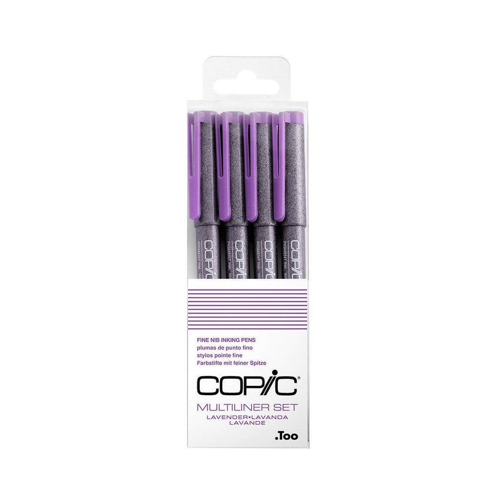 Copic Multiliner Lavender 4pc Set Fine Nib [0.05-0.5mm] Pigment Ink Drawing Pens