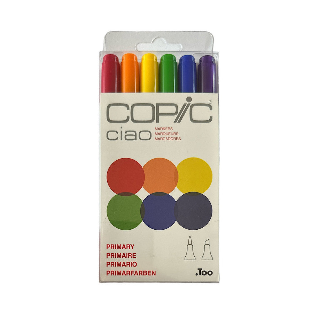 Copic Ciao 6pcs Primary Colours Marker Set Alcohol Dual Tip Brush Pen Made in Japan