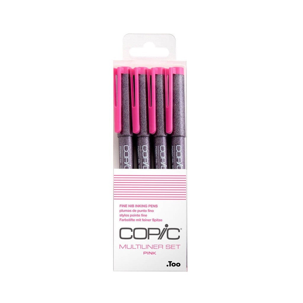 Copic Multiliner Pink 4pc Set Fine Nib [0.05-0.5mm] Pigment Ink Drawing Pens