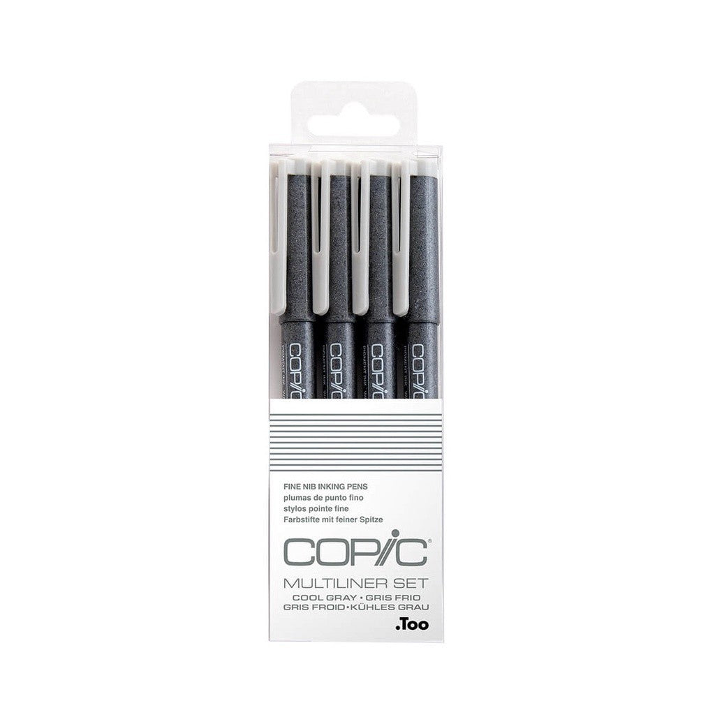Copic Multiliner Cool Gray 4pc Set Fine Nib [0.05-0.5mm] Pigment Ink Pens