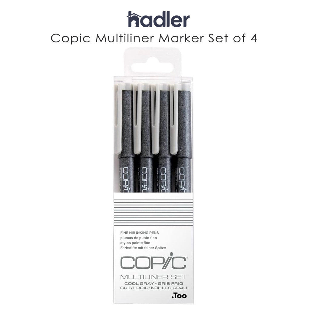 Copic Multiliner Cool Gray 4pc Set Fine Nib [0.05-0.5mm] Pigment Ink Pens