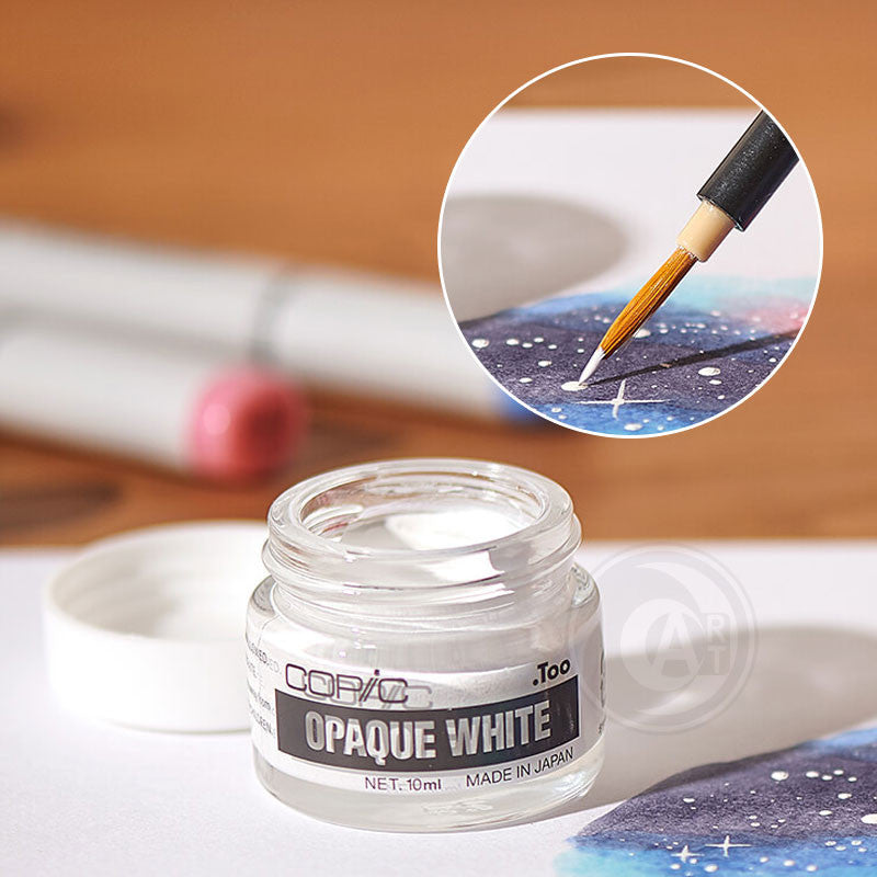 Copic Opaque White 10ml – High Coverage White Ink for Highlights & Illustration Brush Application