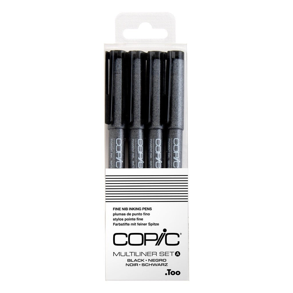 Copic Multiliner 4pc Black Fine Nib Set A [0.03/0.05/0.1/0.3mm] Waterproof Pen