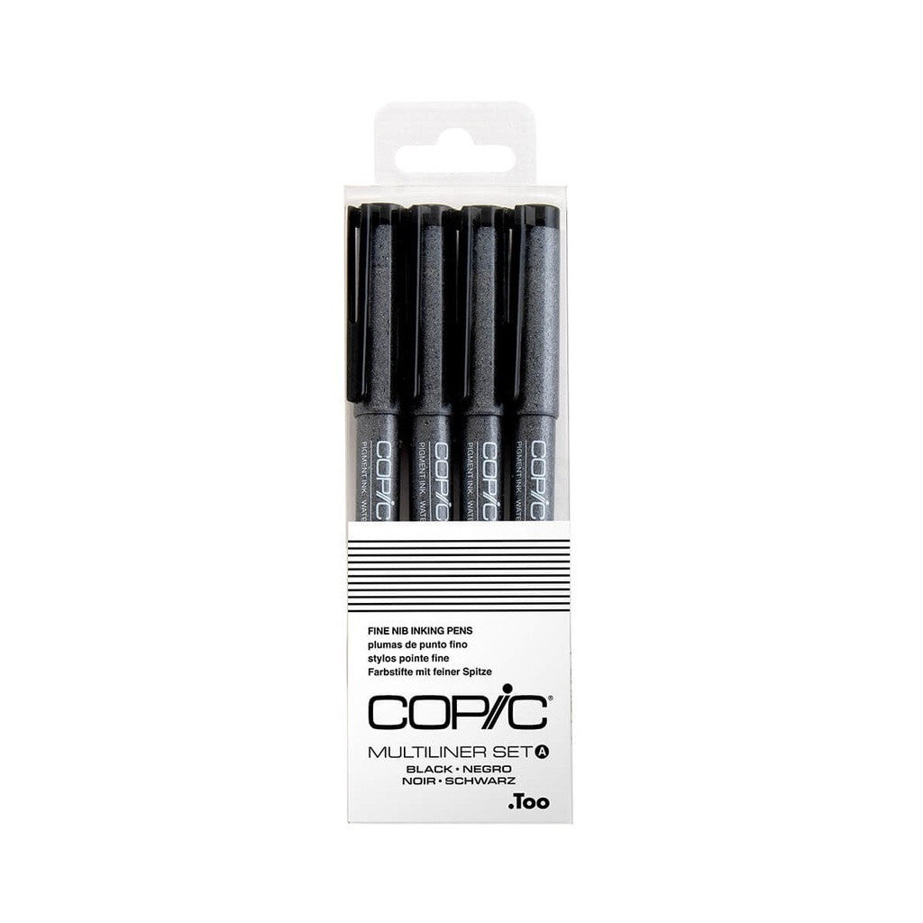 Copic Multiliner 4pc Black Fine Nib Set A [0.03/0.05/0.1/0.3mm] Waterproof Pen