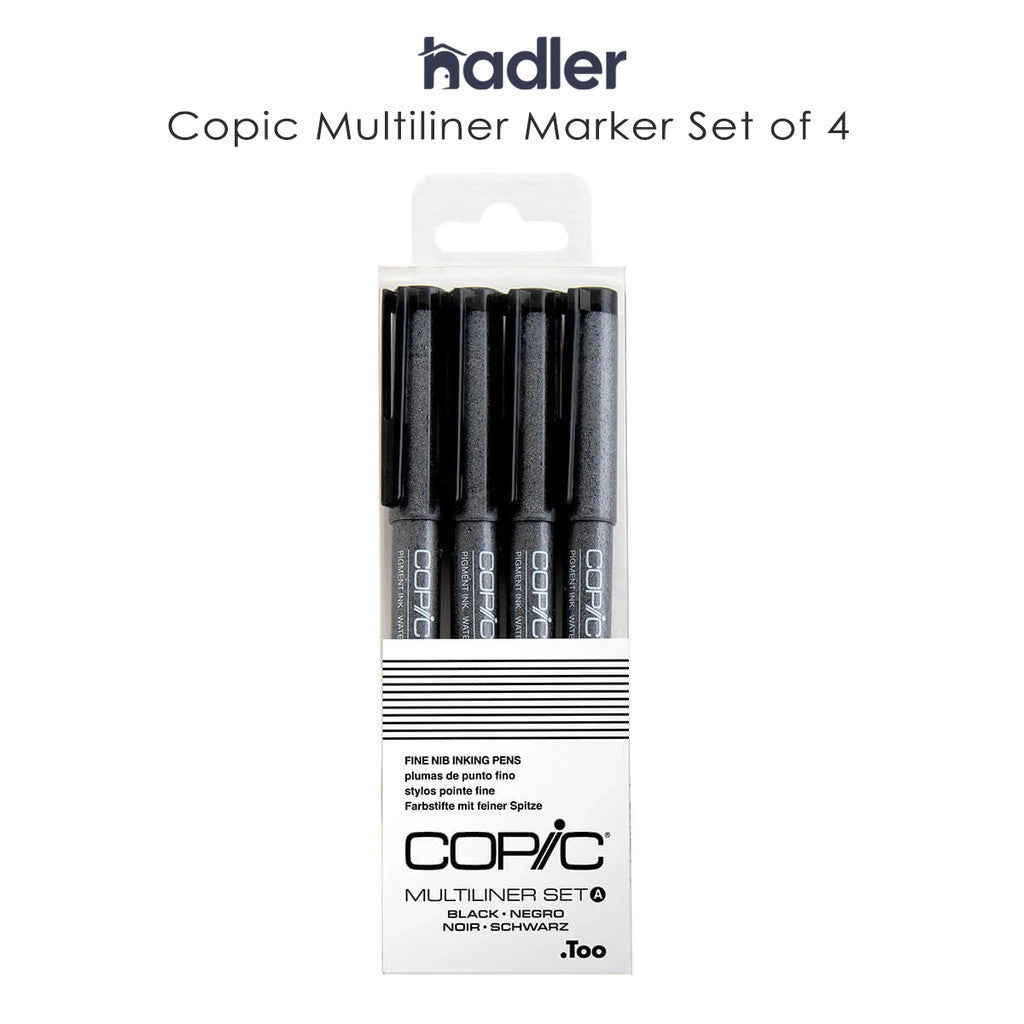 Copic Multiliner 4pc Black Fine Nib Set A [0.03/0.05/0.1/0.3mm] Waterproof Pen