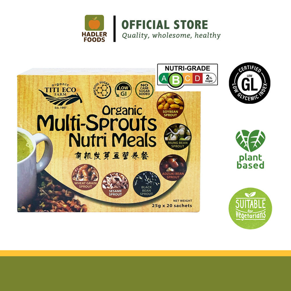 Organic Multi Sprouts Nutri Meals | Sprouted Whole Bean Beverage by Titi Eco Farm (25g x 20 Sachets)