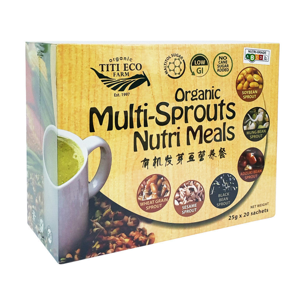 Organic Multi Sprouts Nutri Meals | Sprouted Whole Bean Beverage by Titi Eco Farm (25g x 20 Sachets)