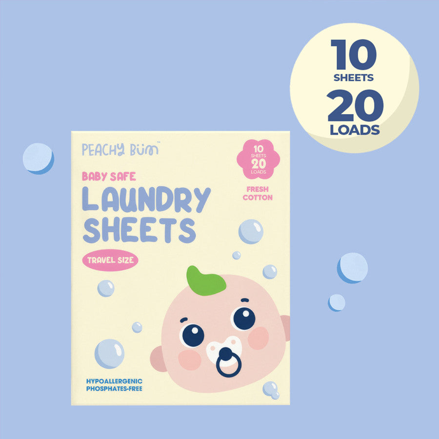 Baby Safe Laundry Sheets by Peachy Bum [Pack of 10/50] Safe for Sensitive Skin & Phosphate-Free