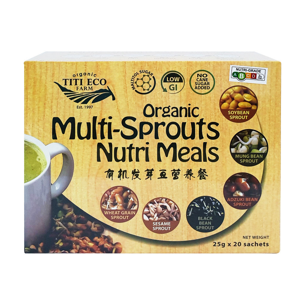 Organic Multi Sprouts Nutri Meals | Sprouted Whole Bean Beverage by Titi Eco Farm (25g x 20 Sachets)