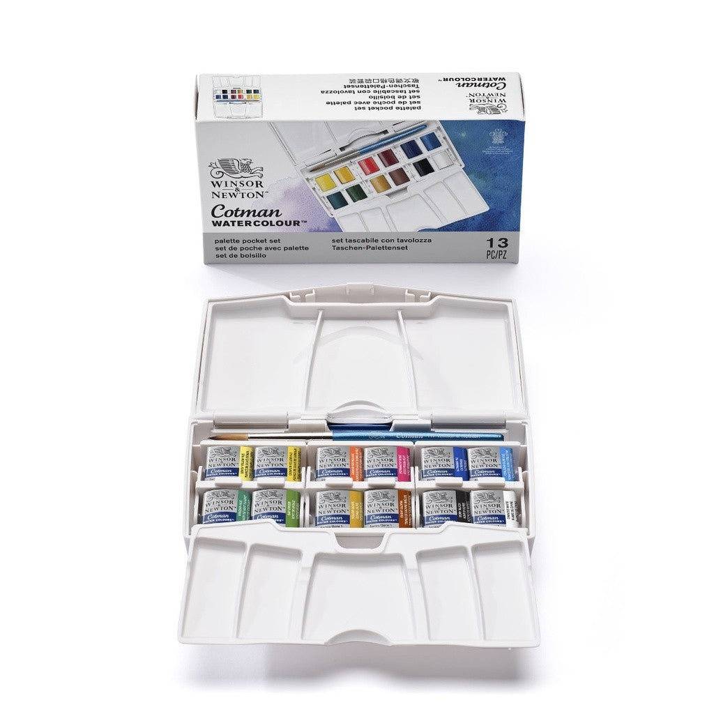 Winsor & Newton Cotman Pocket Plus | Watercolour Set 12 Half Pans | Travel Kit